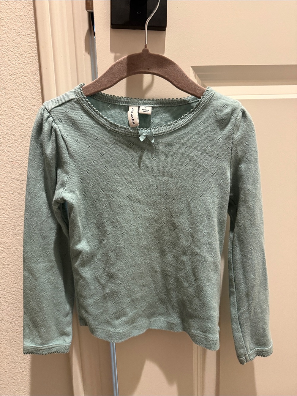 Janie and Jack Mint Green Long Sleeve Lace-Trim Tee